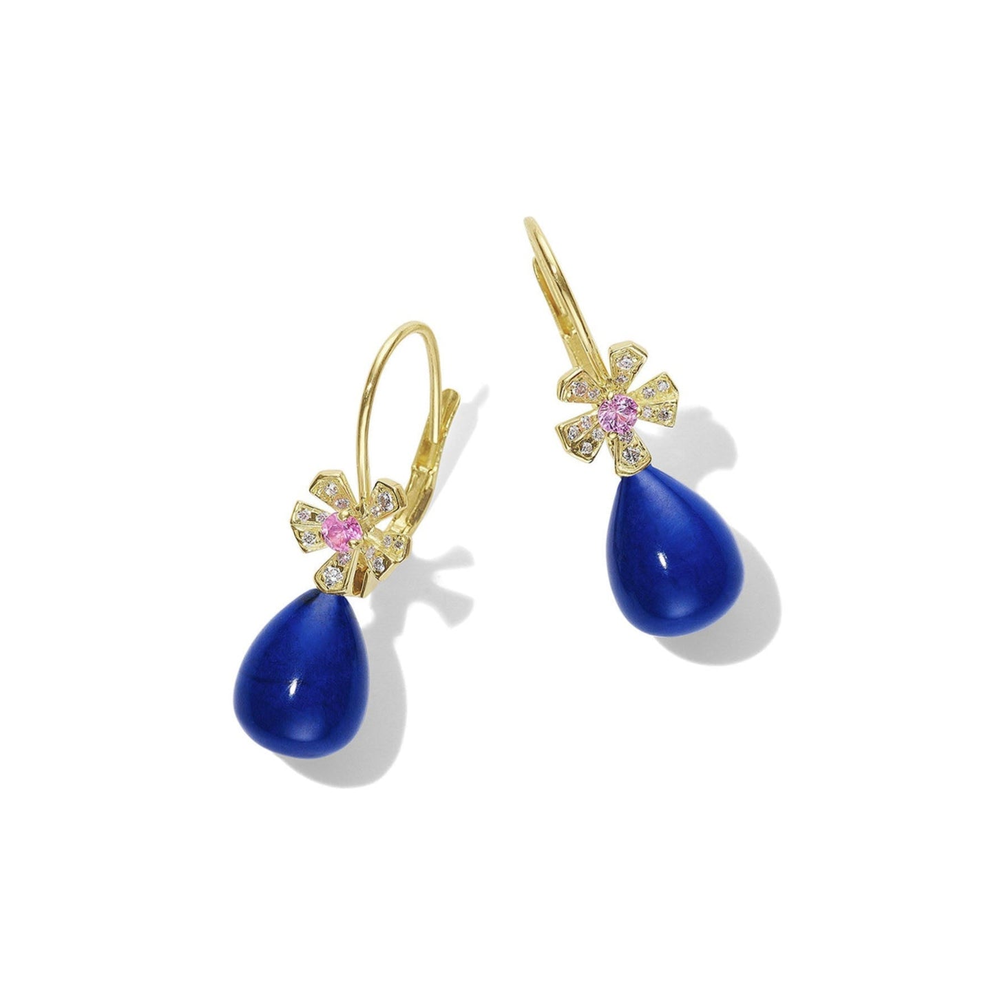Wonderland Teardrop Blue Lapis & Diamond Earrings Ð Small_18k Yellow Gold