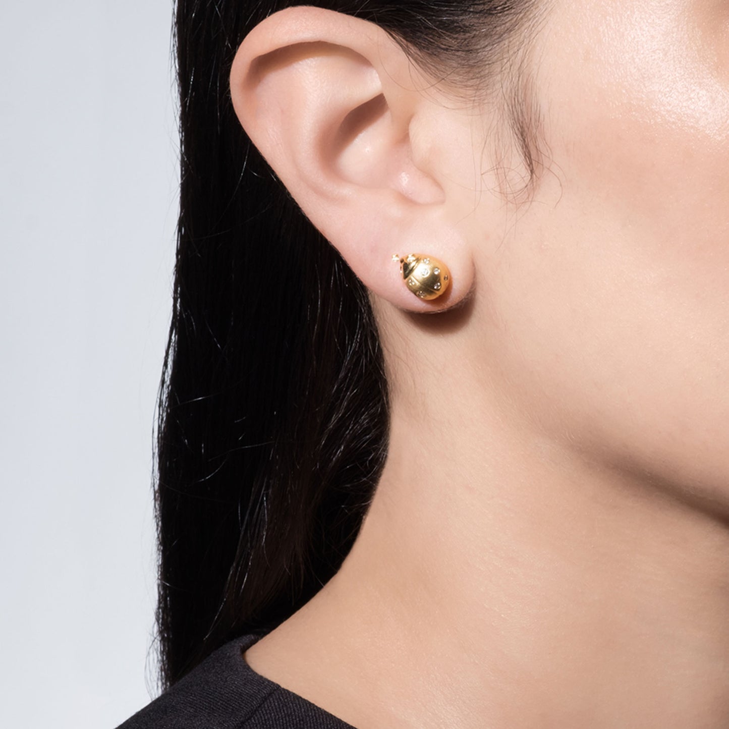 Wonderland Diamond Ladybug Single Stud Earring