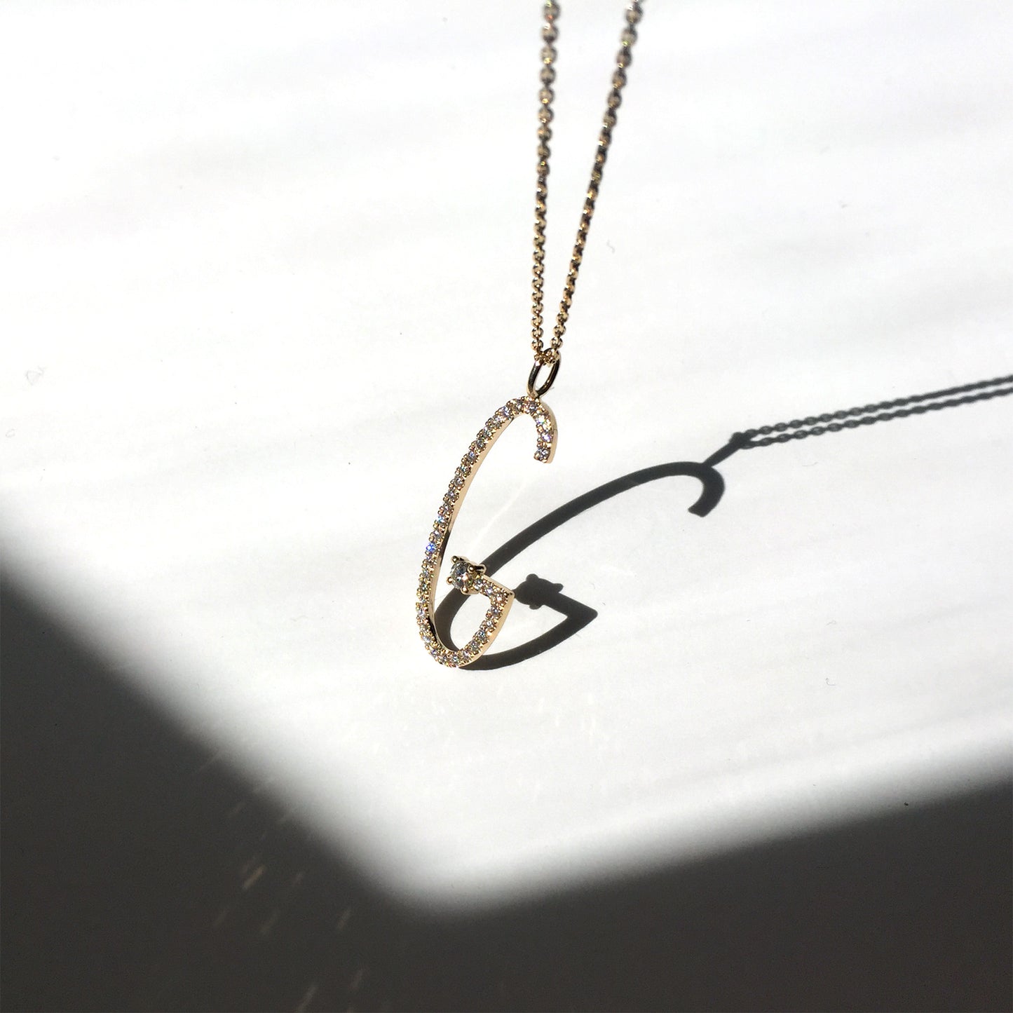 Type Letter G Diamond Pendant Necklace