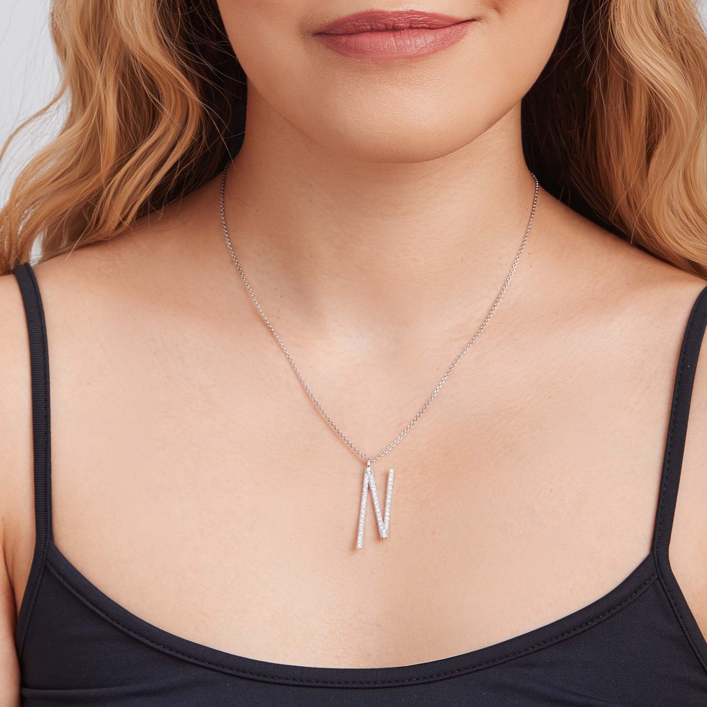 Mimi So Type Letter Pendant Necklace On-Body