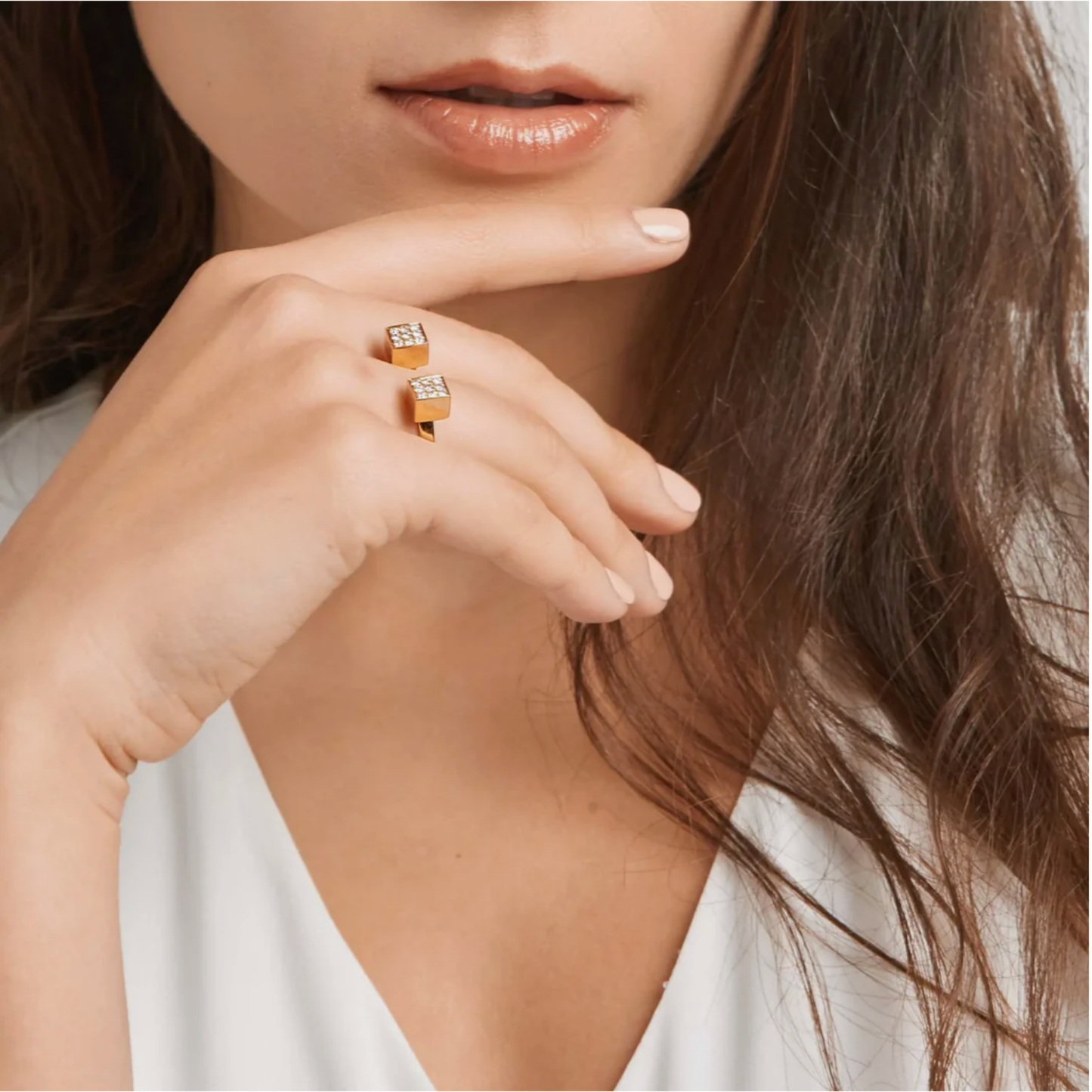 Piece Cube In-Between Diamond Ring, 18KY