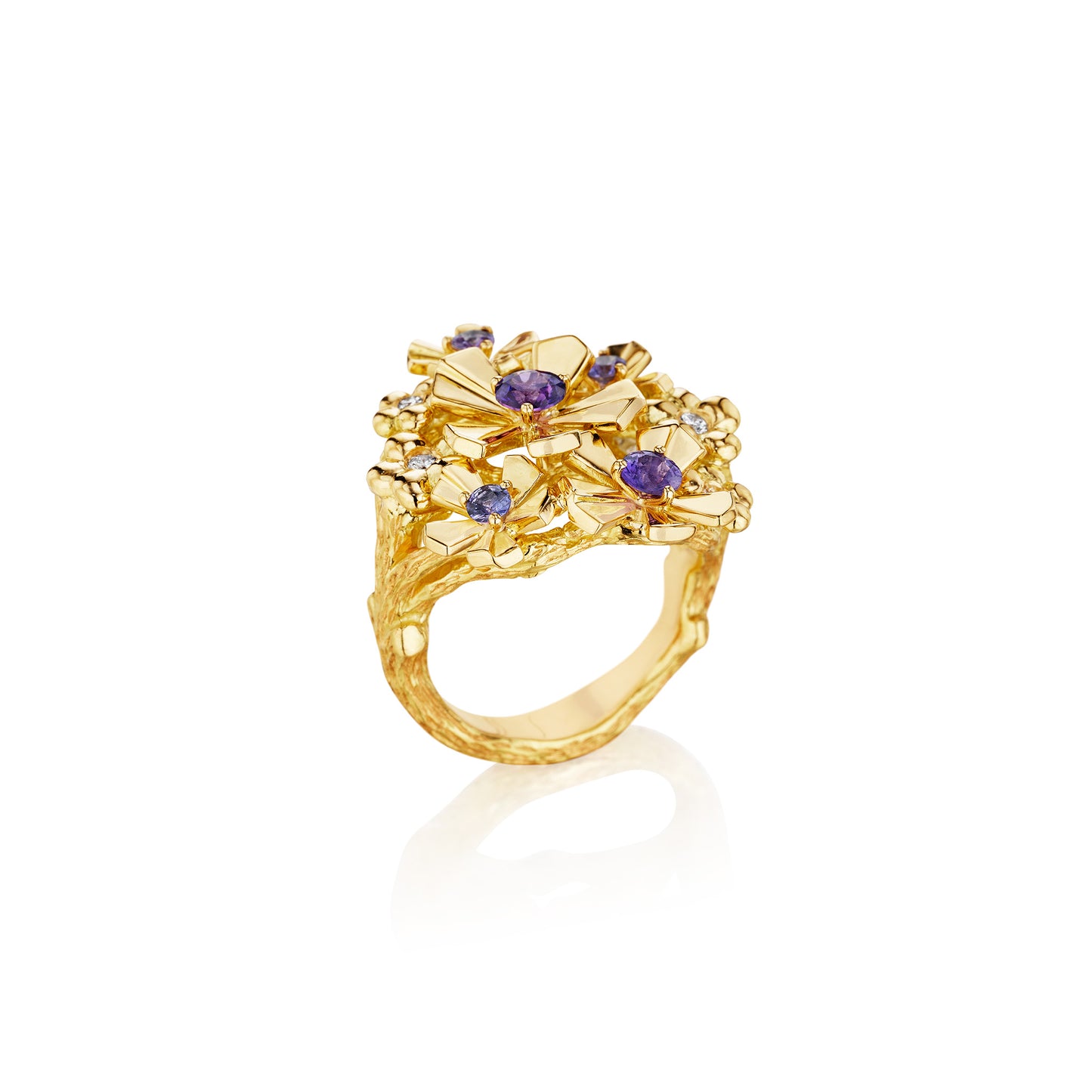 Wonderland Orchid Cluster Purple Sapphire Ring