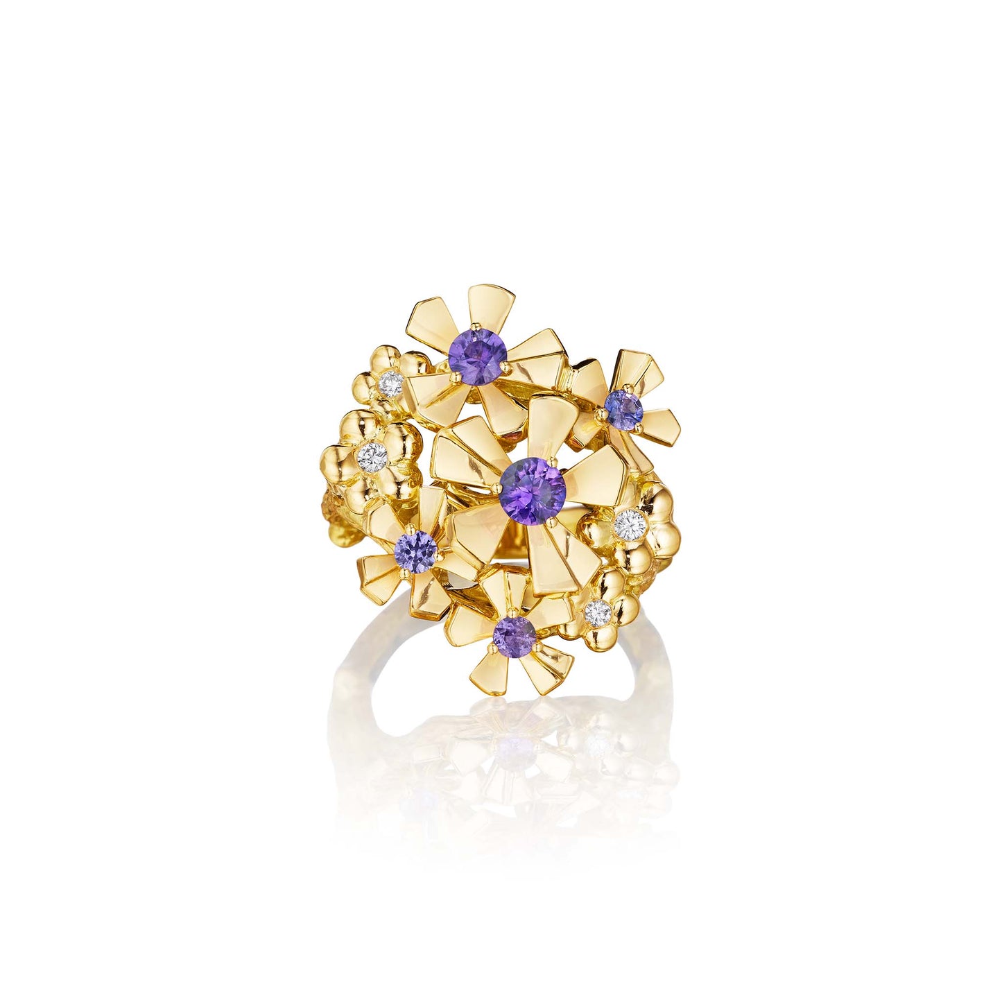 Wonderland Orchid Cluster Purple Sapphire Ring