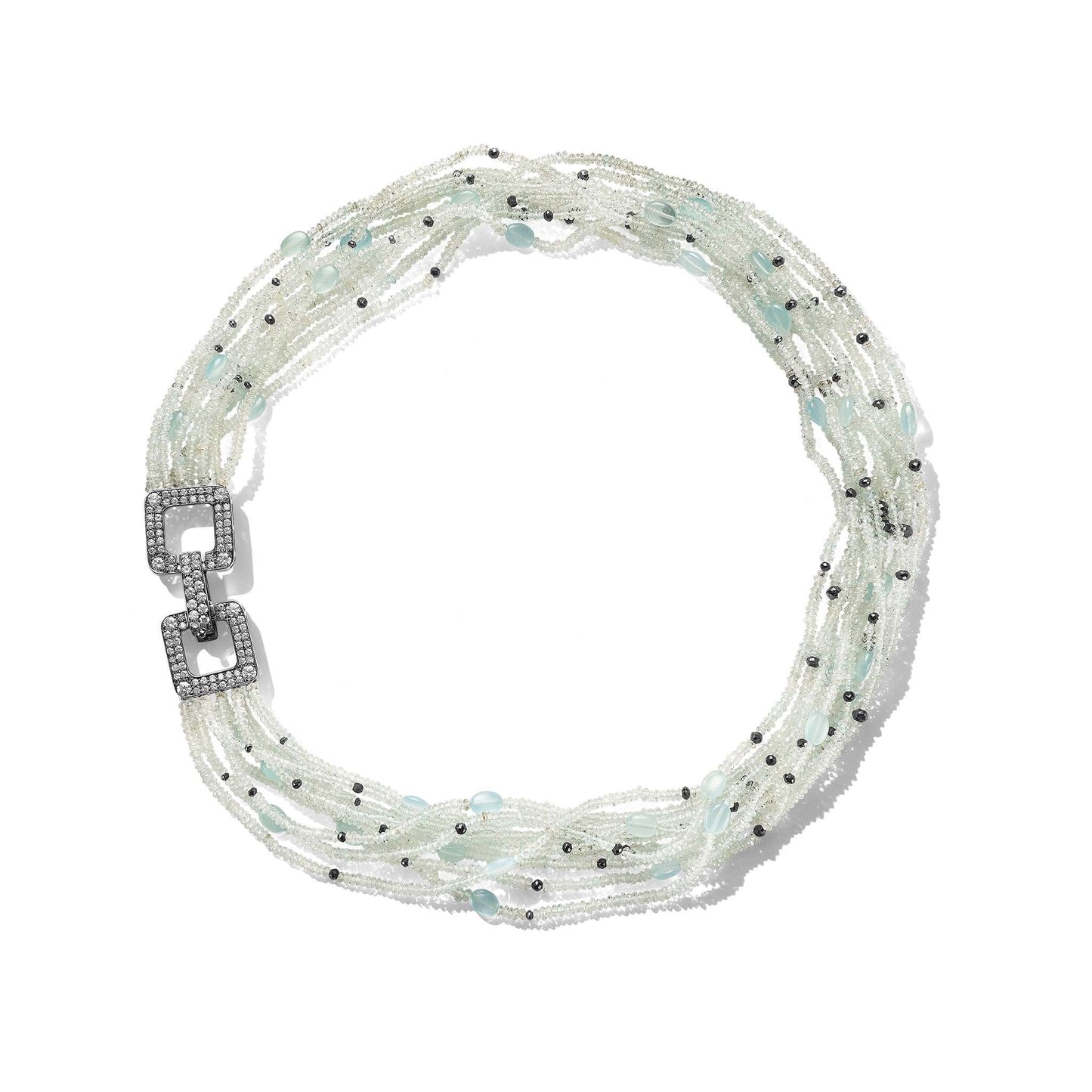 Piece Aquamarine Diamond Bead Necklace