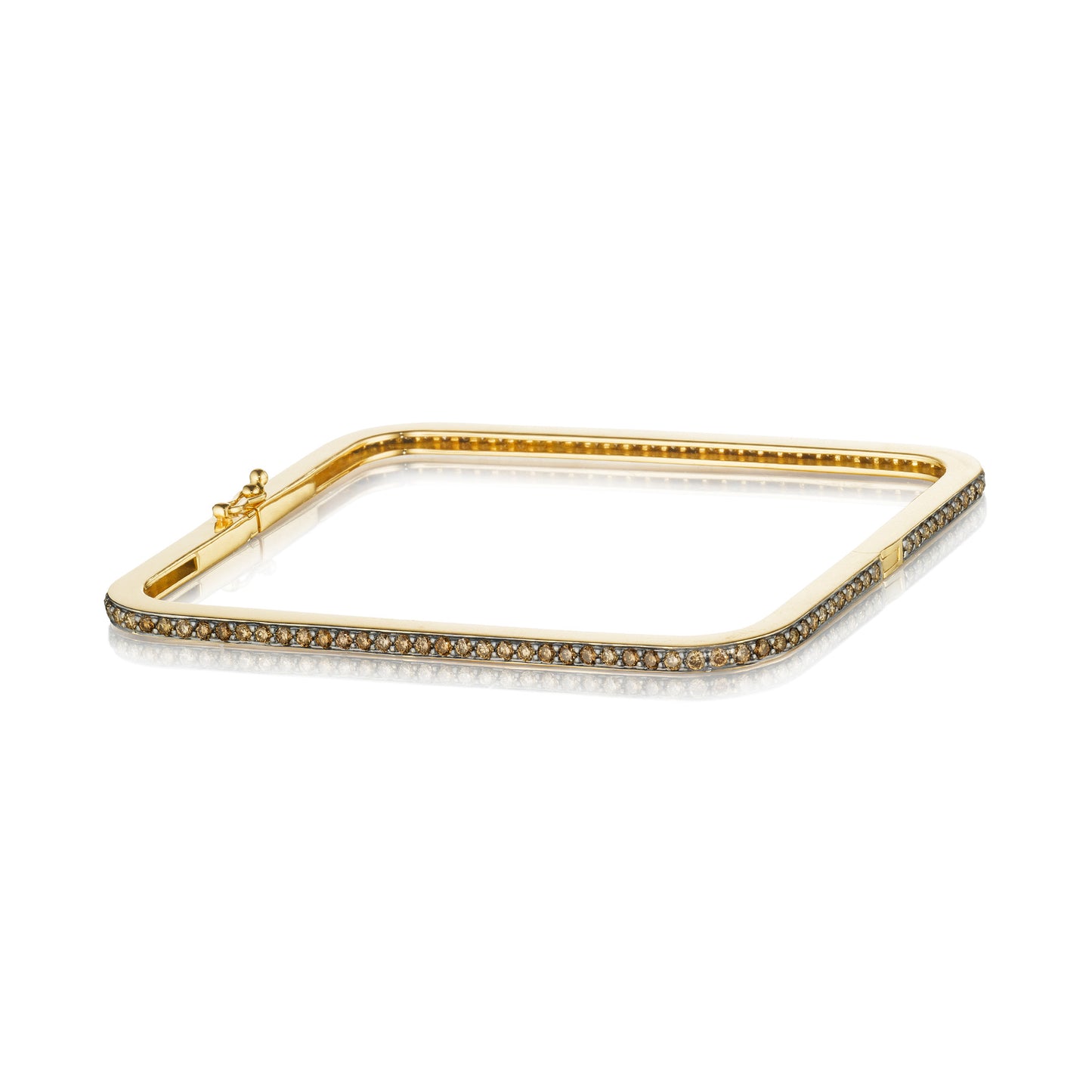 Piece Cognac Diamond Eternity Square Bangle - Thin