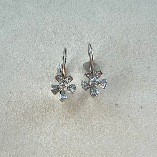 Wonderland diamond flower drop earrings 18k White Gild mimi so 