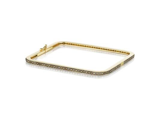Piece Square Cocoa Diamond Eternity Bangle, 18KY