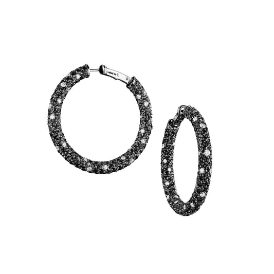Couture Black & White Diamond Hoop Earrings