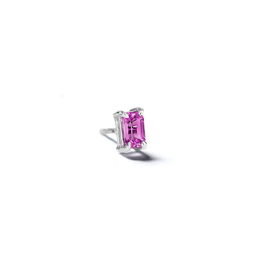 Emerald Cut Pink Sapphire Single Stud