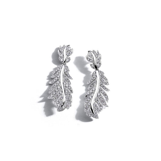 Phoenix Feather Diamond Earrings – 1.25in
