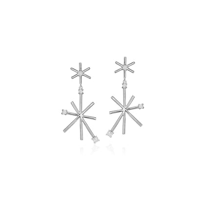 Piece Star Drop Earrings_18k White Gold