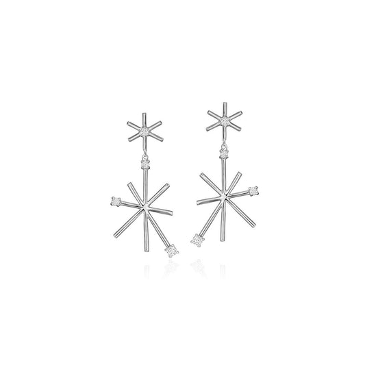 Piece Star Drop Earrings_18k White Gold