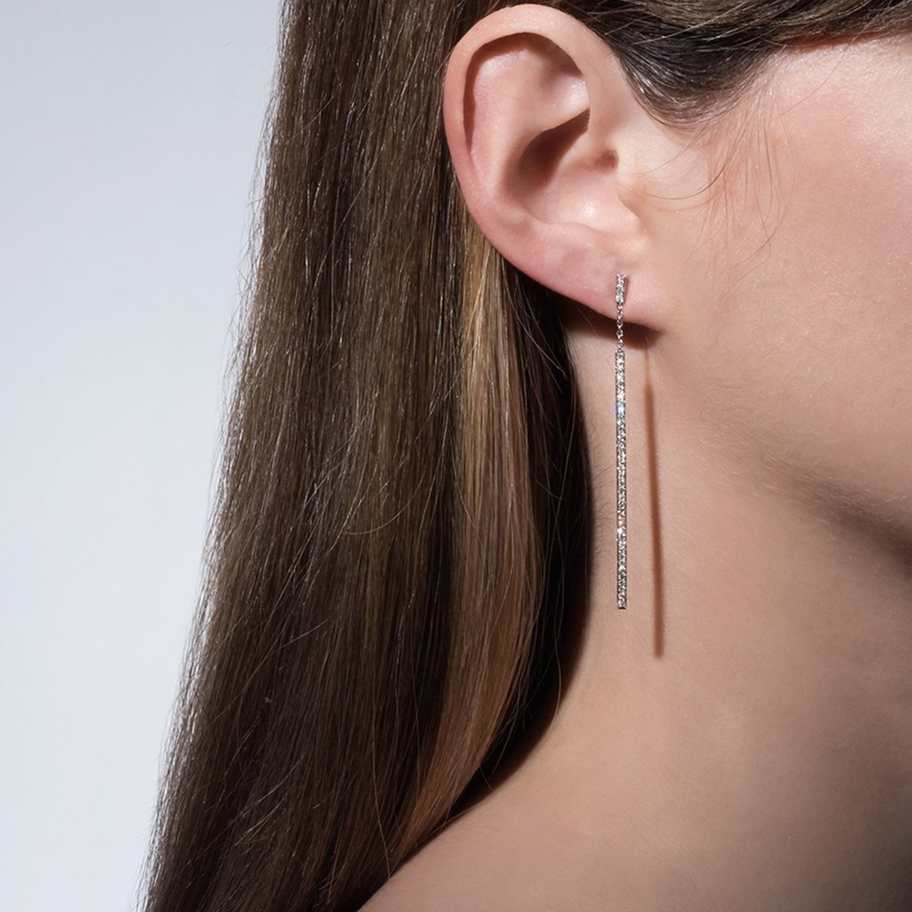 Piece 3D Ruby Stick Earring – 2.25in