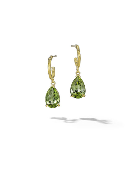 Wonderland Green Tourmaline Hoop Earrings, 18KY