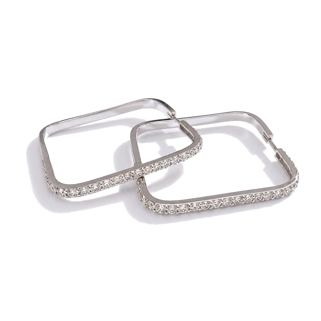 Piece Hoop Ear Sq, Hlf Dia, 18Kw