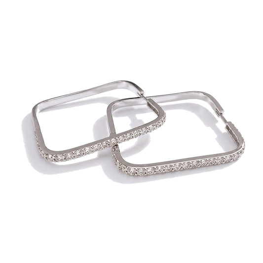 Piece Hoop Ear Sq, Hlf Dia, 18Kw