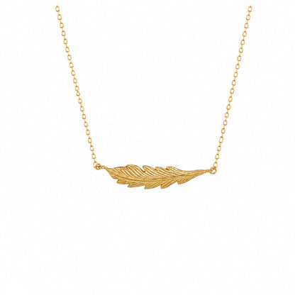 Phoenix Feather Pendant Necklace, 18KY