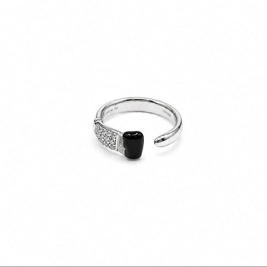 Black Parsons Brush Diamond Ring, 18KW
