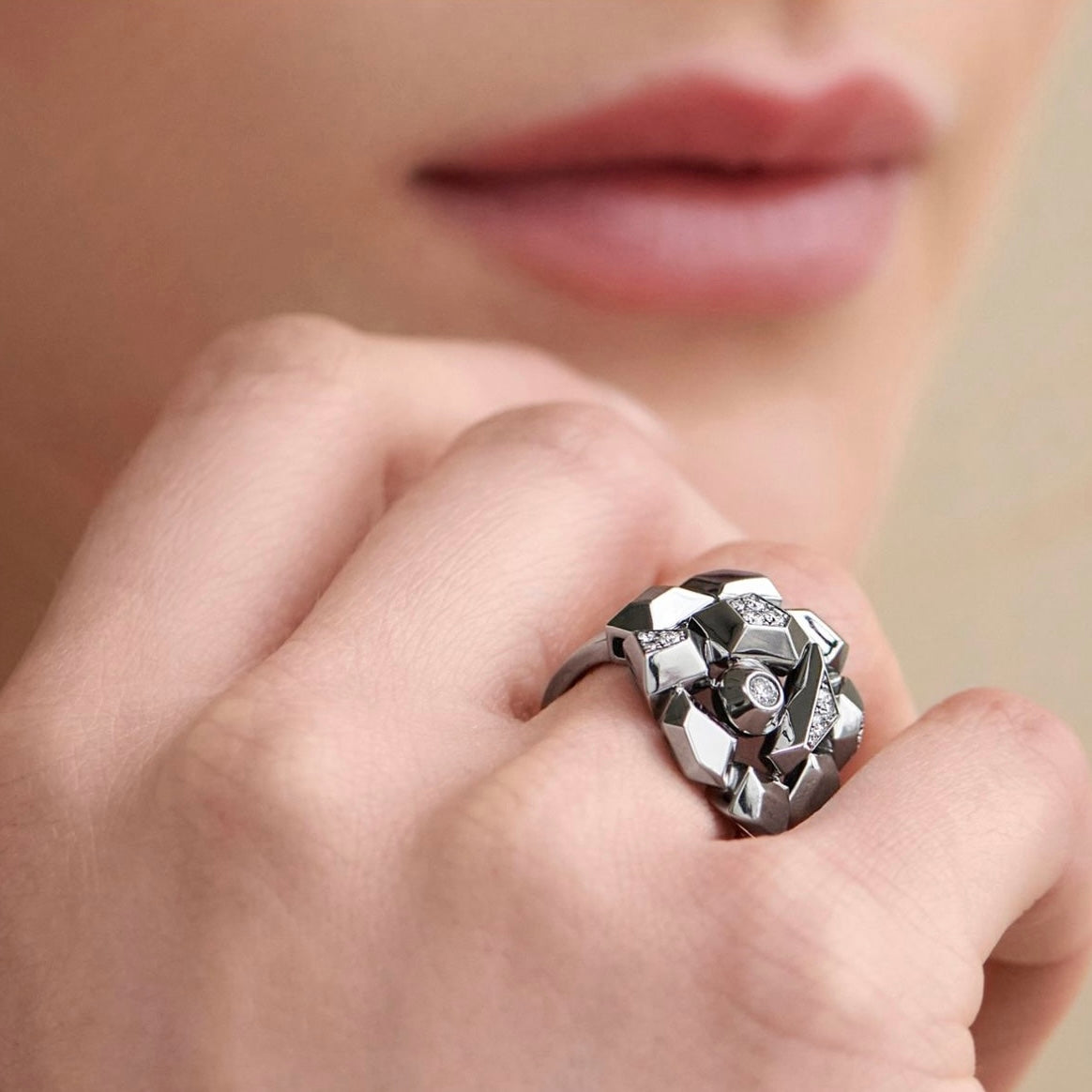 Mimi So Jackson Faceted Cluster Ring Medium 18k Black Gold