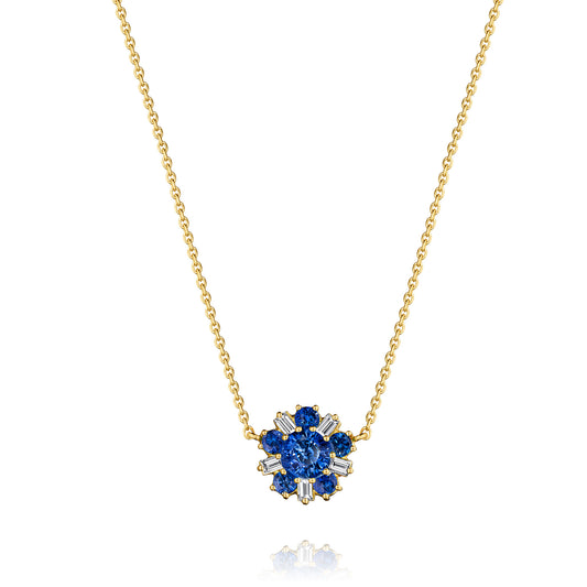 Mimi So Wonderland Ballerina Flower Blue Sapphire Necklace 18k Yellow Gold