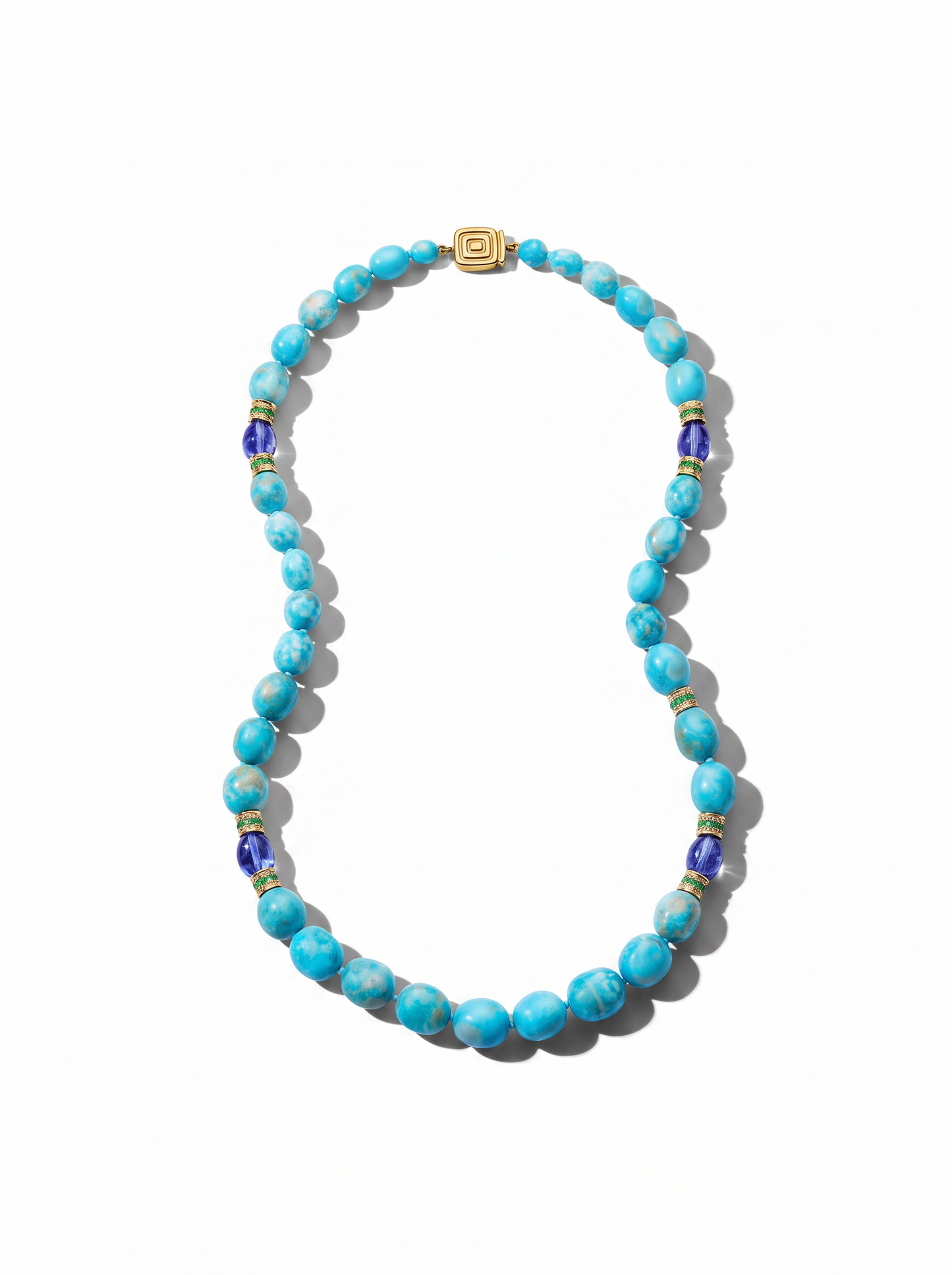 Wonderland Turquoise & Tanzanite Bead Necklace, 18KY