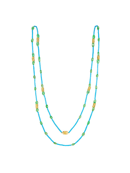 Wonderland Turquoise & Tsavorite Bead Necklace, 18KY