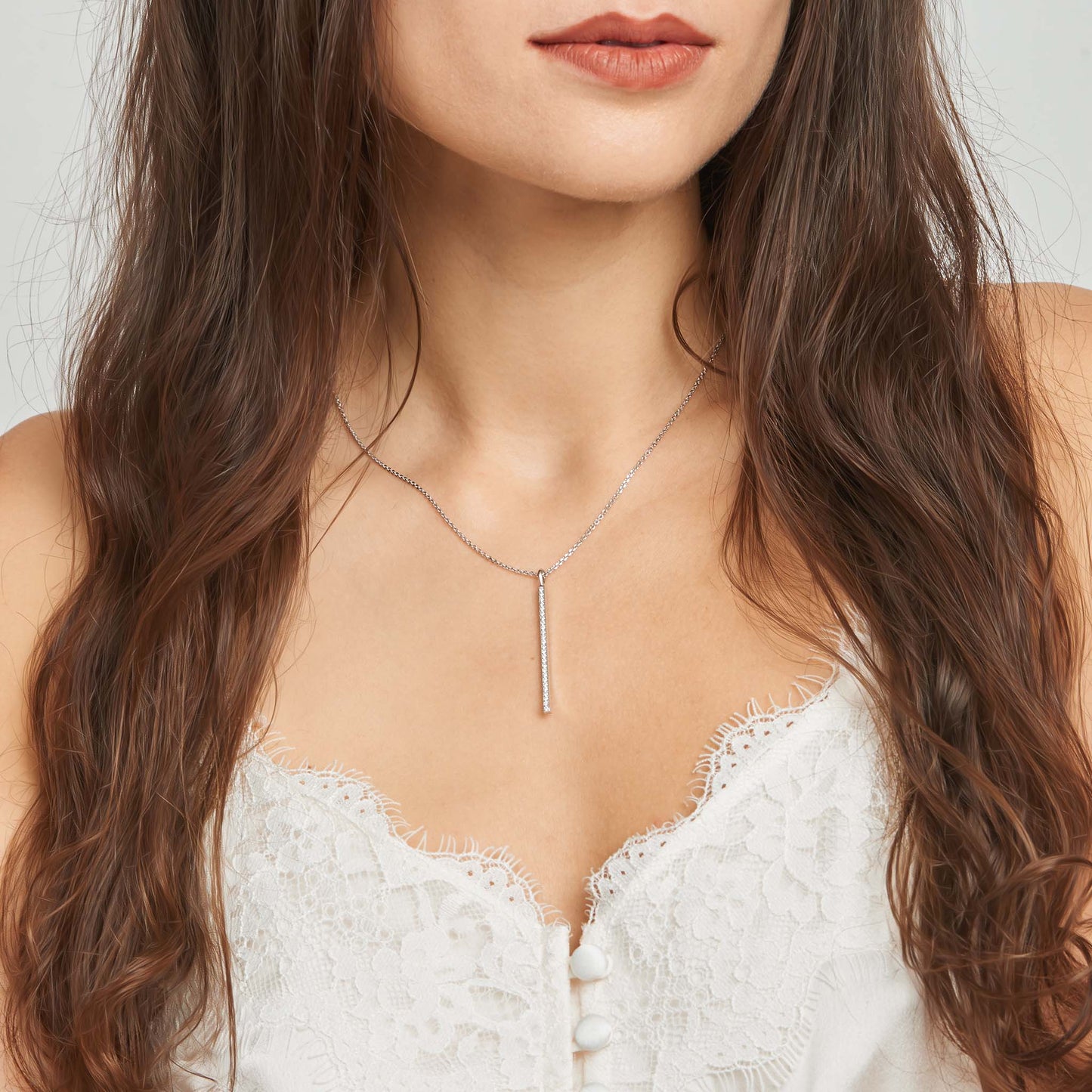 Piece Diamond Stick Necklace – 1.75"