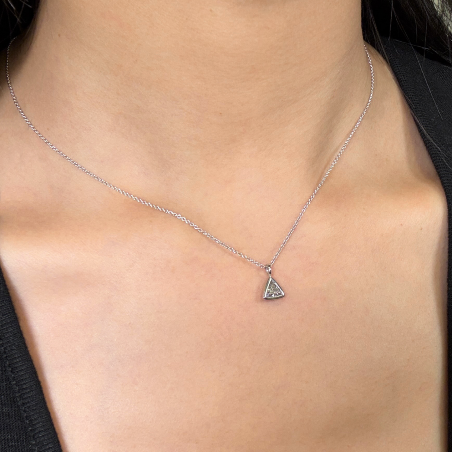Classic Trillion Champagne Necklace, 18KW