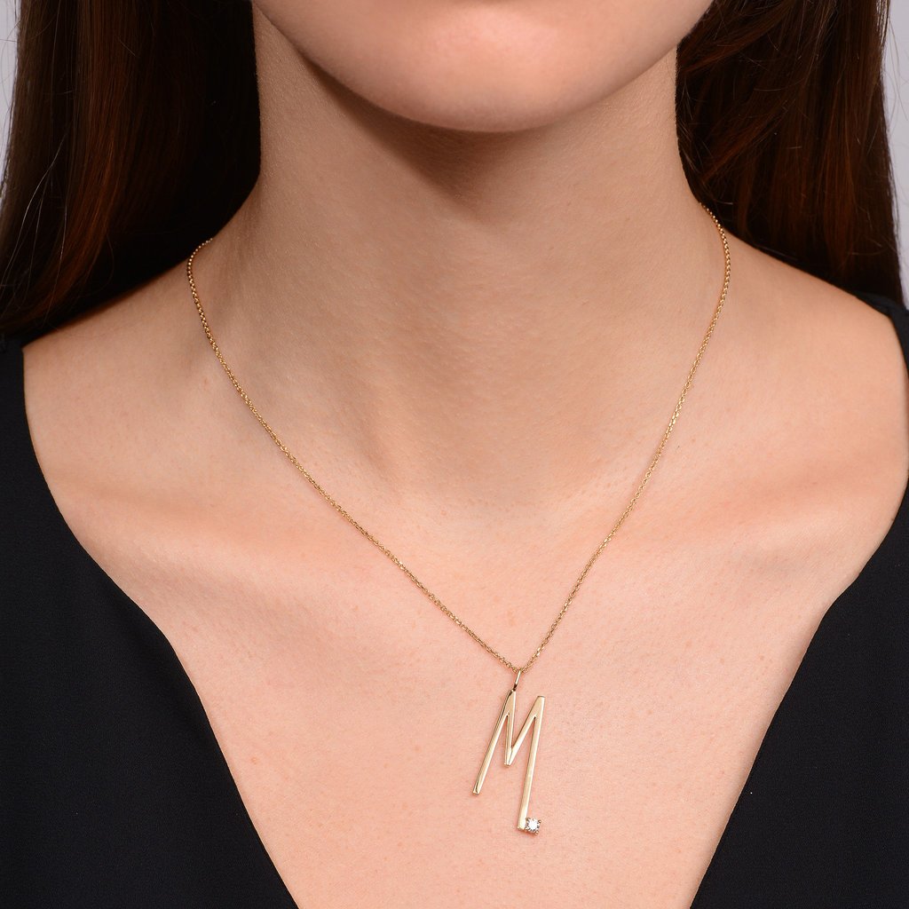 Type Letter M Pendant Necklace - Mimi So