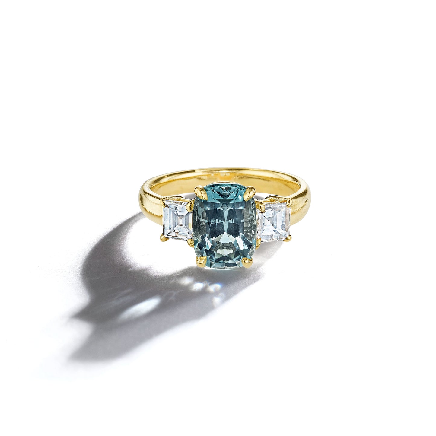 Aquamarine & Diamond Three-Stone Ring