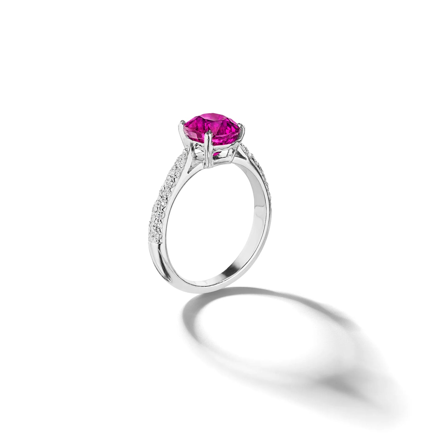 Neon Pink Spinel & Pavé Diamond Ring