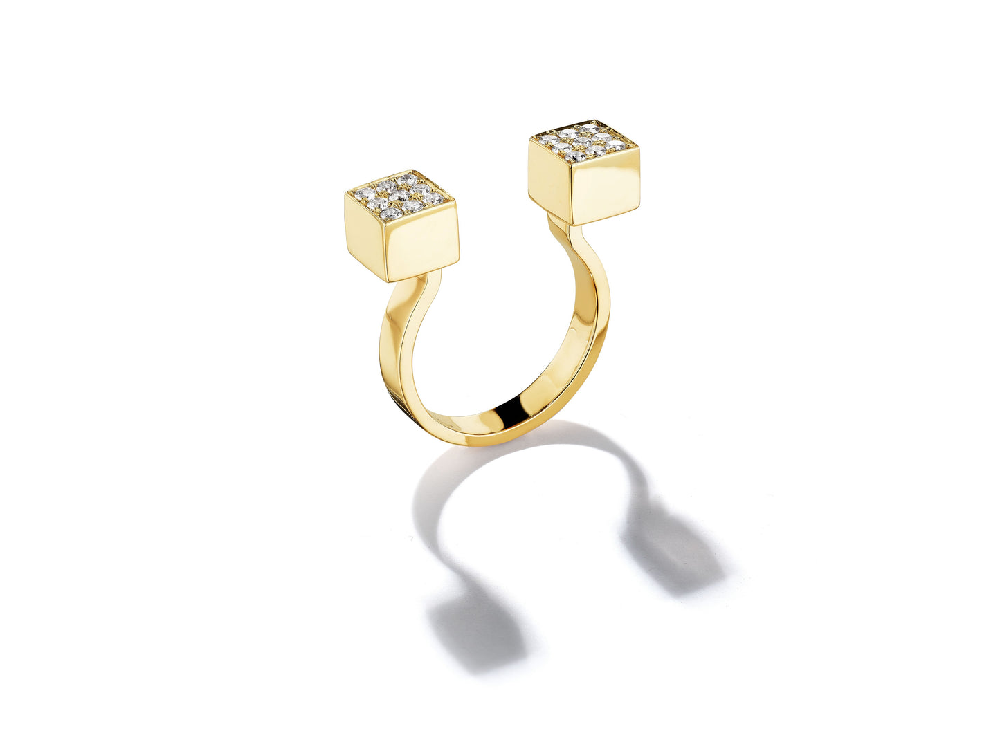 Piece Cube In-Between Diamond Ring, 18KY