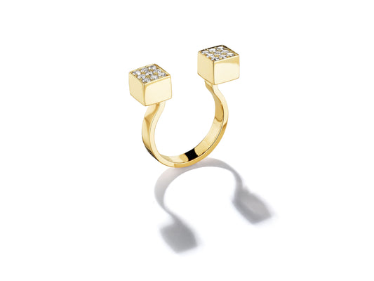 Piece Cube In-Between Diamond Ring, 18KY