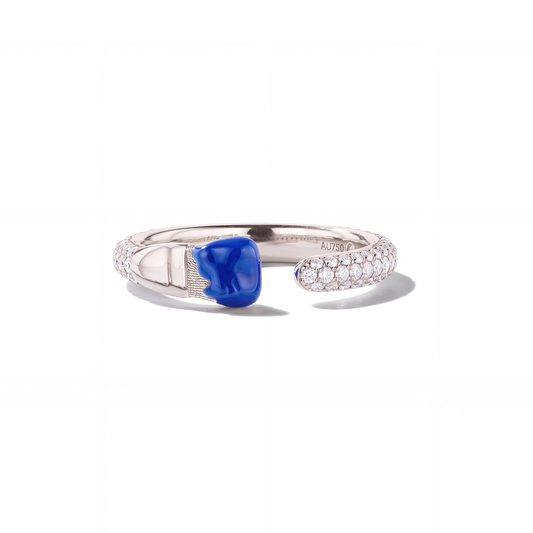Blue Parsons Brush Diamond Ring, 18KW