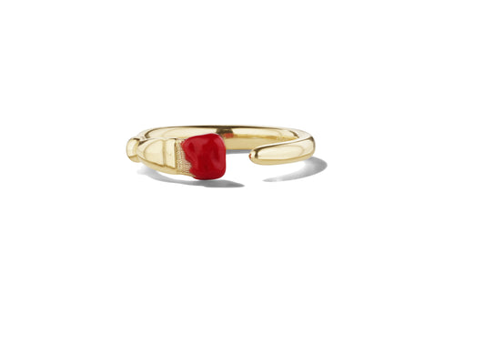 Red Parsons Brush Ring, 18KY