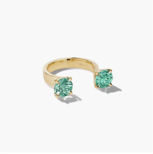 Zozo Green Round Tourmaline In-Between Ring, 18KY