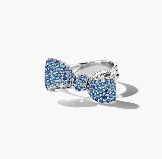 Bow Blue Sapphire Ring, Medium, 18KW