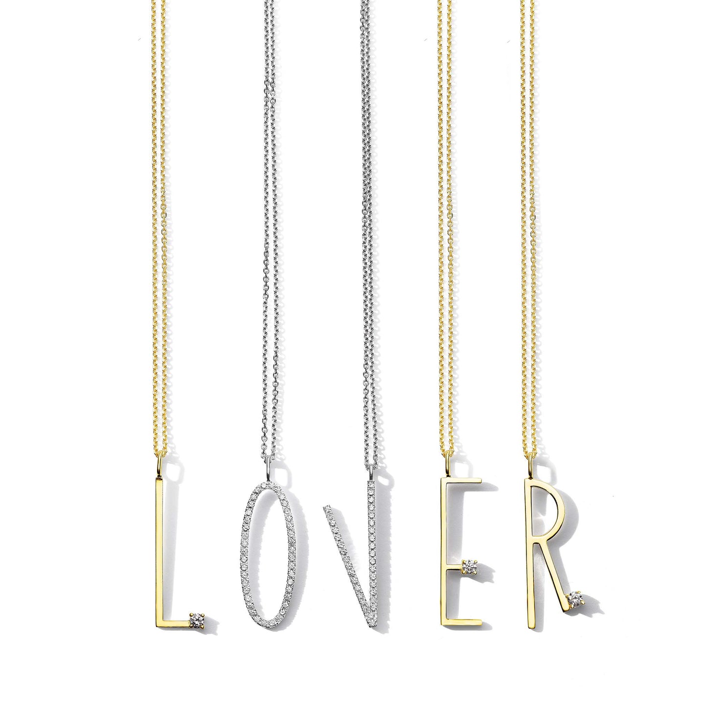 Type Letter O Diamond Pendant Necklace - Mimi So