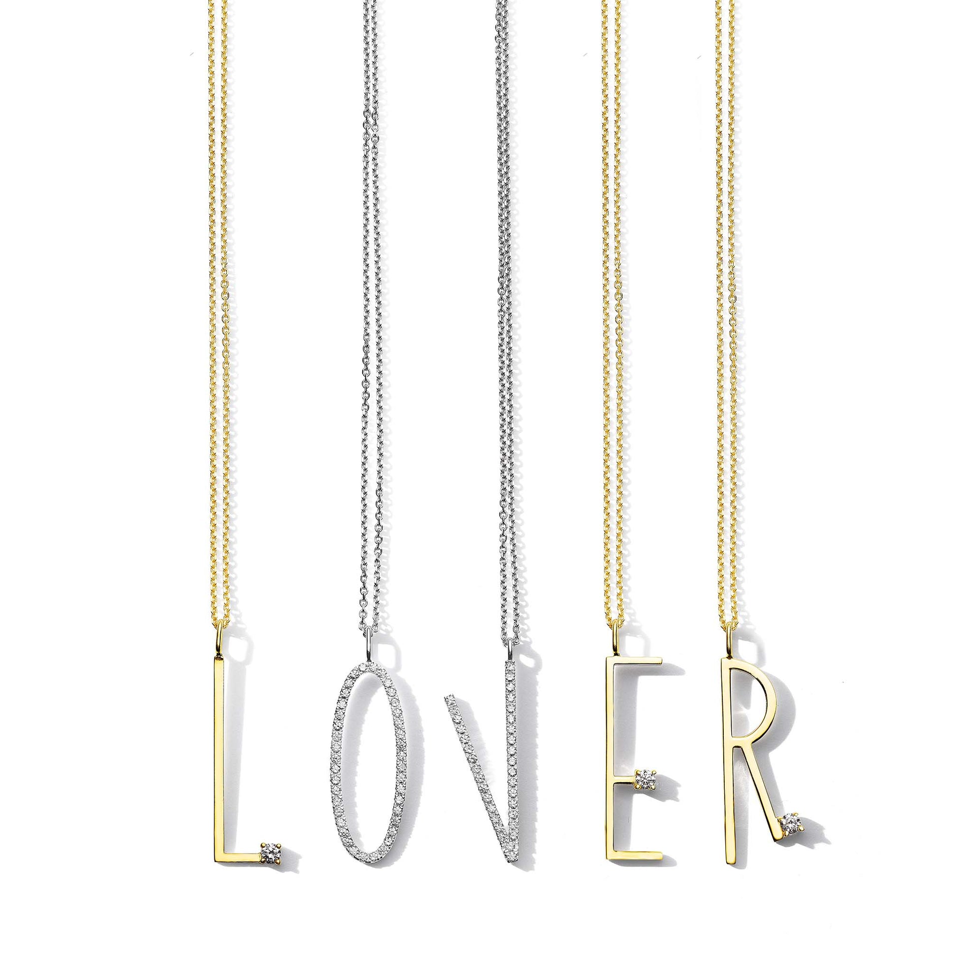 Type Letter O Diamond Pendant Necklace - Mimi So