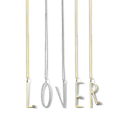 Type Letter O Diamond Pendant Necklace - Mimi So