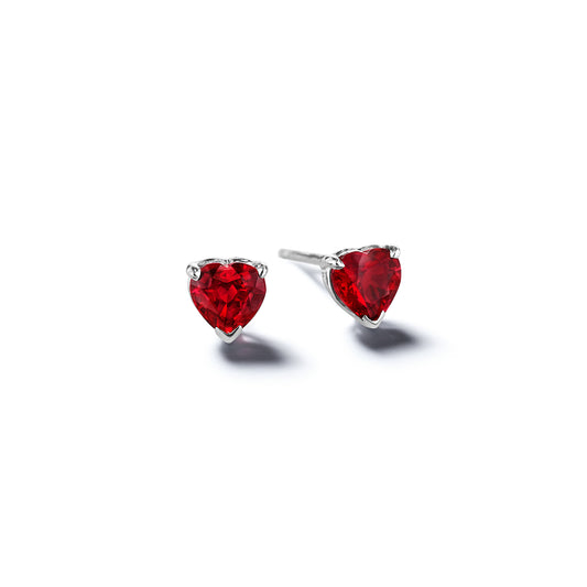 Classic Ruby Heart Studs--5mm