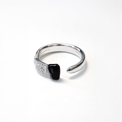 Parsons Brush Diamond Black Enamel Ring – 4.7mm
