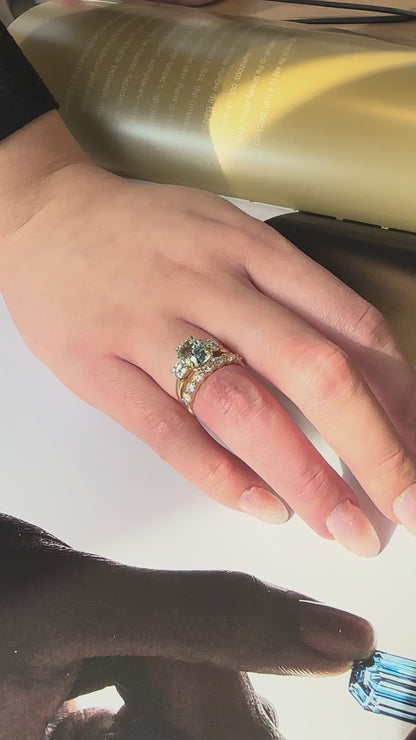 Aquamarine & Diamond Three-Stone Ring