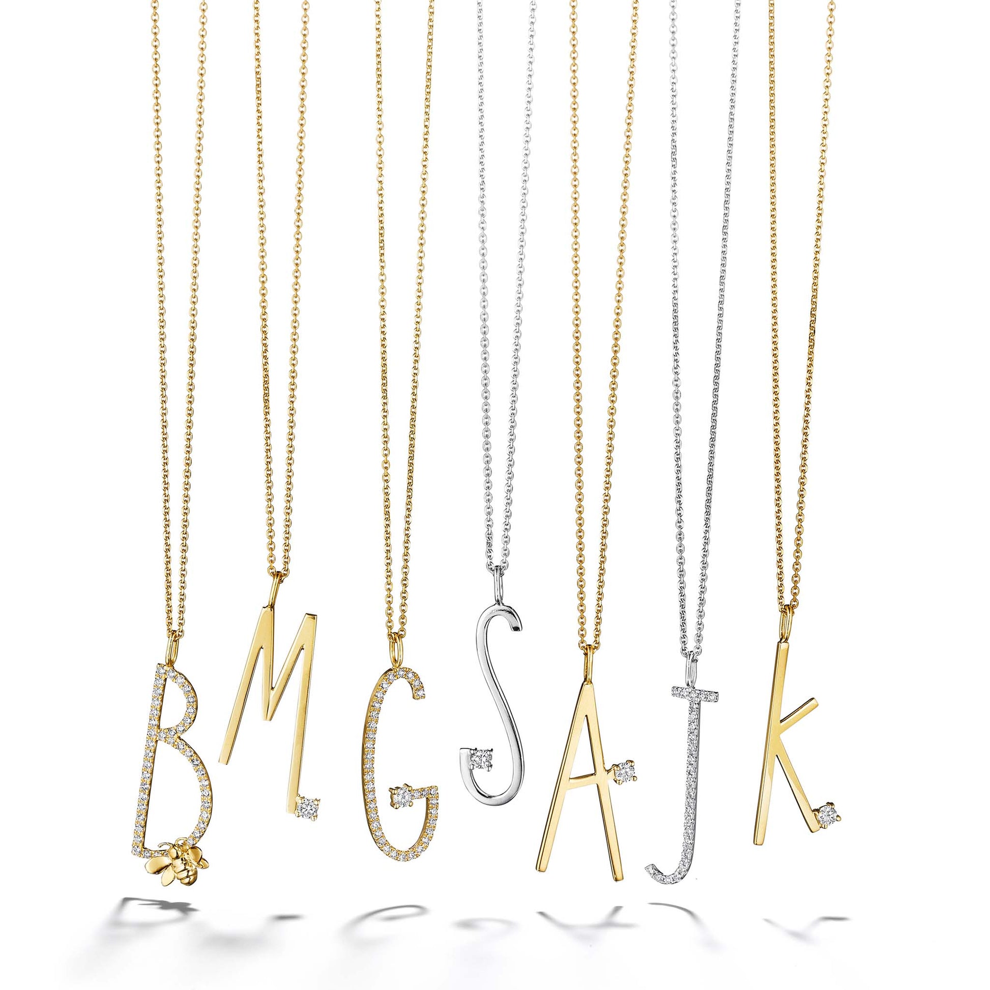 Type Letter K Diamond Pendant Necklace - Mimi So