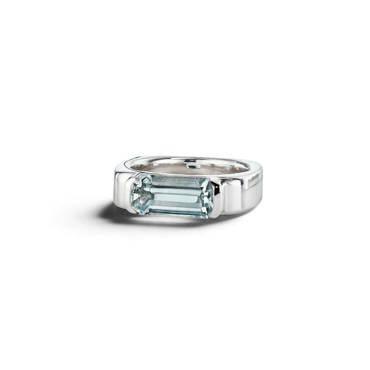 Piece Square East/West Aquamarine Ring