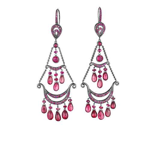 Red Spinel & Ruby Chandelier Earrings