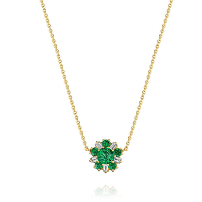 Wonderland Ballerina Flower Emerald Necklace