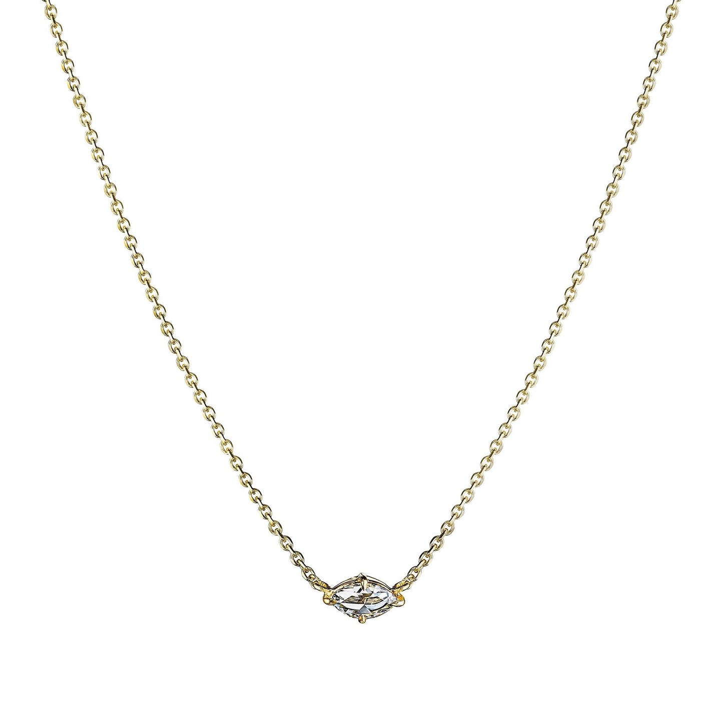 Rose Cut Marquise Diamond Solitaire Necklace