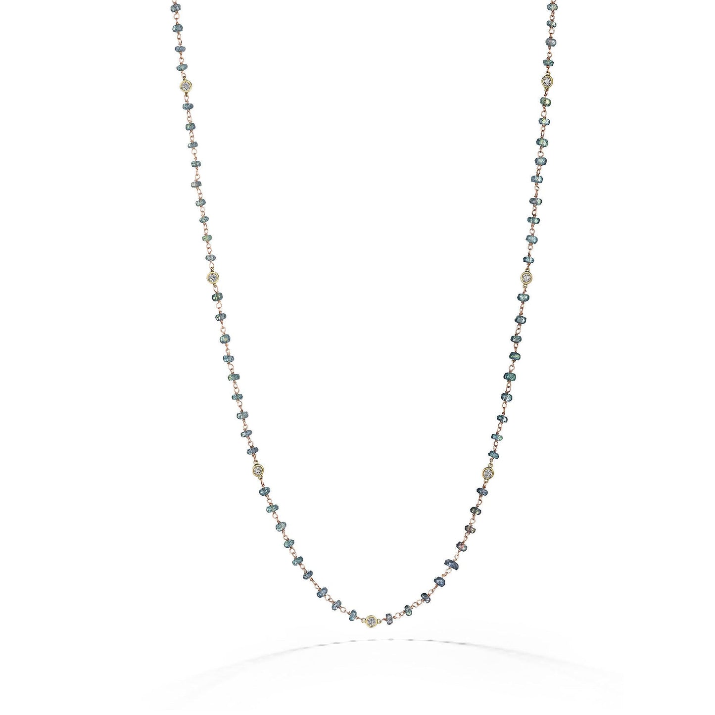 Ombré Sapphire & Diamond Bead Necklace